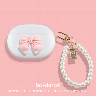 Bowknot skaidrus TPU dangtelis ausinių dėklas su raktų pakabu, skirtas Sony WF-1000XM4 belaidėms ausinėms, skirtas sony WF-1000XM4 dėklui