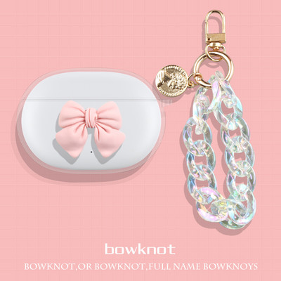Bowknot skaidrus TPU dangtelis ausinių dėklas su raktų pakabu, skirtas Sony WF-1000XM4 belaidėms ausinėms, skirtas sony WF-1000XM4 dėklui