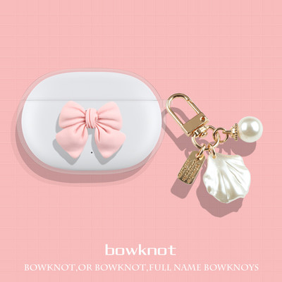 Bowknot skaidrus TPU dangtelis ausinių dėklas su raktų pakabu, skirtas Sony WF-1000XM4 belaidėms ausinėms, skirtas sony WF-1000XM4 dėklui