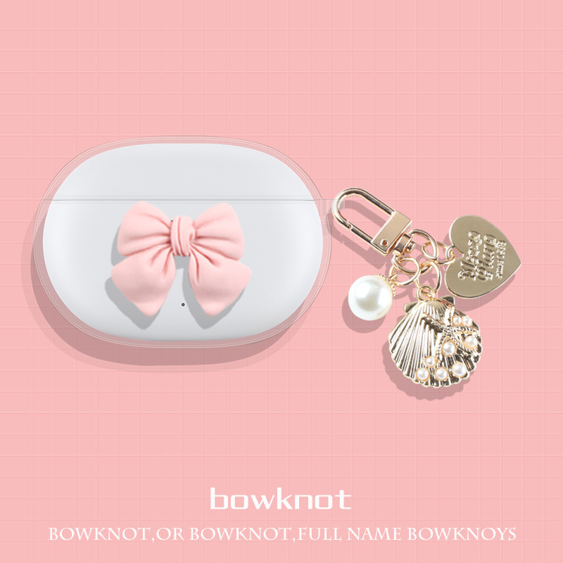 Bowknot skaidrus TPU dangtelis ausinių dėklas su raktų pakabu, skirtas Sony WF-1000XM4 belaidėms ausinėms, skirtas sony WF-1000XM4 dėklui