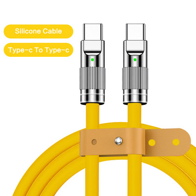 120 W 6A szupergyors töltő USB kábel iPhone Xiaomi Huawei Samsung folyékony szilikon gyorstöltő C típusú töltő adatvonalhoz