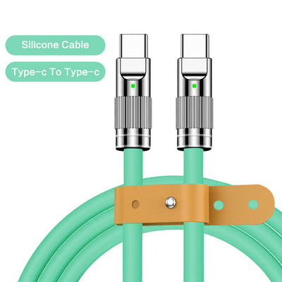 120 W 6A szupergyors töltő USB kábel iPhone Xiaomi Huawei Samsung folyékony szilikon gyorstöltő C típusú töltő adatvonalhoz