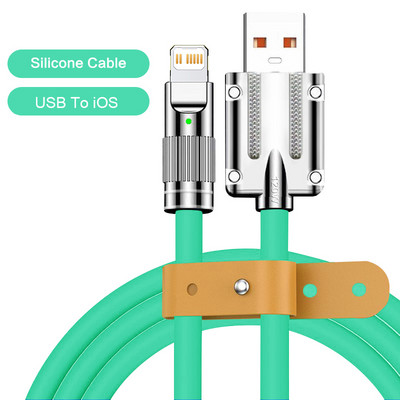 120 W 6A szupergyors töltő USB kábel iPhone Xiaomi Huawei Samsung folyékony szilikon gyorstöltő C típusú töltő adatvonalhoz