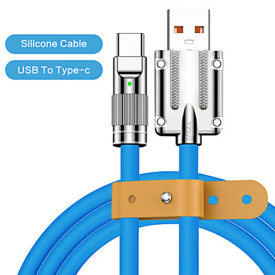 120 W 6A szupergyors töltő USB kábel iPhone Xiaomi Huawei Samsung folyékony szilikon gyorstöltő C típusú töltő adatvonalhoz