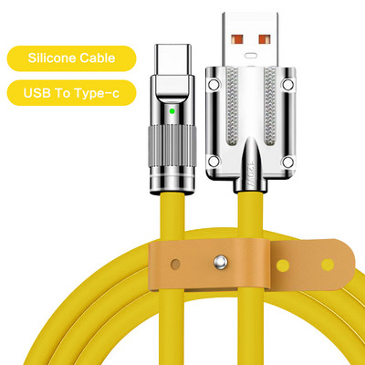 120 W 6A szupergyors töltő USB kábel iPhone Xiaomi Huawei Samsung folyékony szilikon gyorstöltő C típusú töltő adatvonalhoz