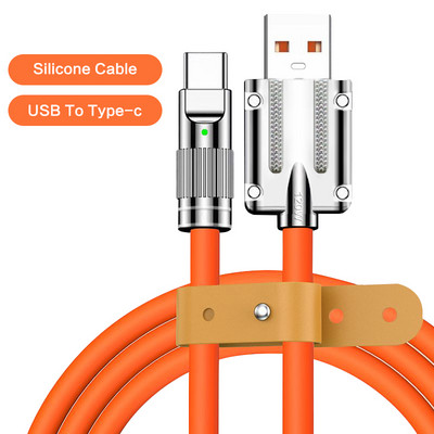 120 W 6A szupergyors töltő USB kábel iPhone Xiaomi Huawei Samsung folyékony szilikon gyorstöltő C típusú töltő adatvonalhoz