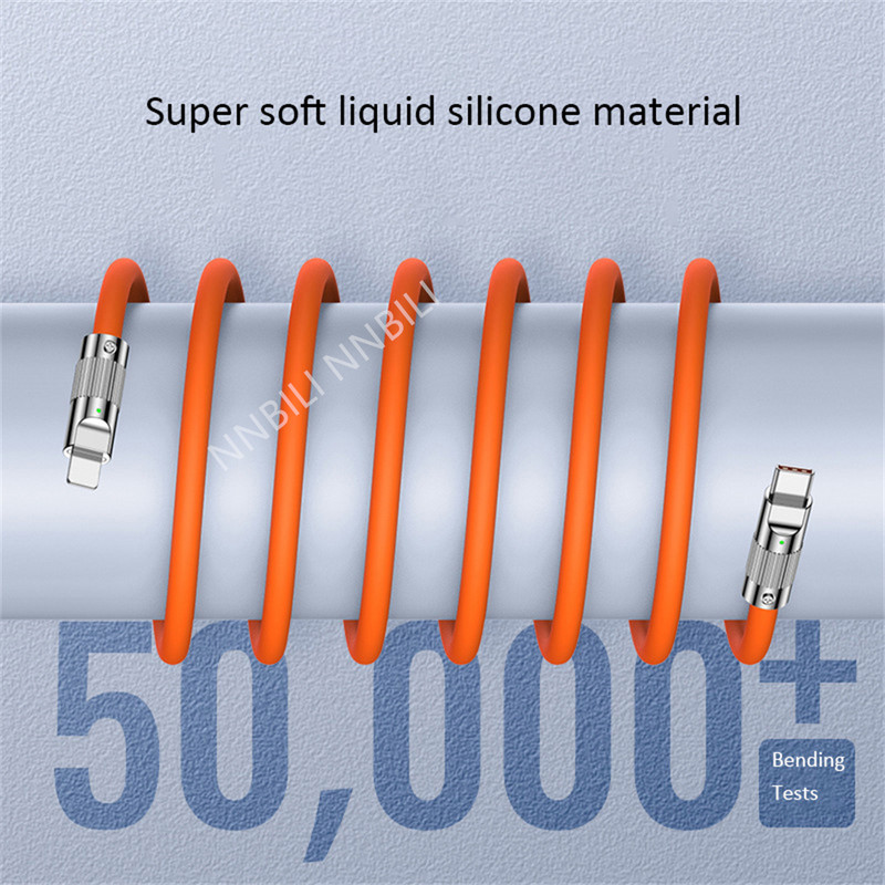 120 W 6A szupergyors töltő USB kábel iPhone Xiaomi Huawei Samsung folyékony szilikon gyorstöltő C típusú töltő adatvonalhoz