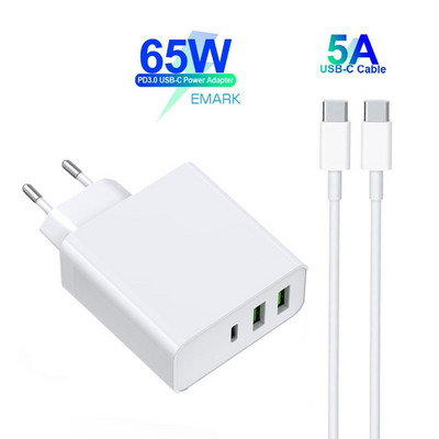 Φορτιστής 65W TYPE-C USB-C PD60W 45W QC3.0 Φορτιστής για φορητό υπολογιστή USB-C MacBook Pro/Air iPad Pro 12W για Samsung iPhone