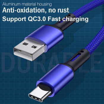 Καλώδιο USB τύπου C για Xiaomi Huawei Samsung A50 A51 S9 S10 Κινητό τηλέφωνο 3A Γρήγορη φόρτιση Βραχύ καλώδιο Μακρύ 2m 3m Καλώδιο Φορτιστής δεδομένων USBC