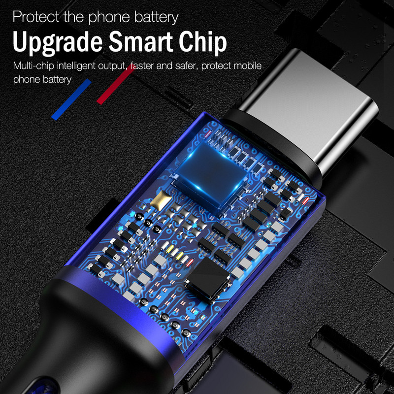 USB tipo C laidas, skirtas Xiaomi Huawei Samsung A50 A51 S9 S10 mobiliajam telefonui 3A greito įkrovimo trumpas laidas ilgas 2m 3m laidas duomenų įkroviklis USBC