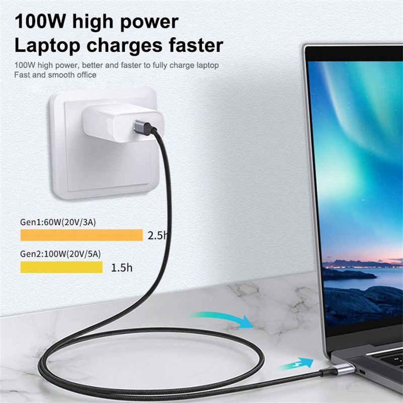 5A USB Type C 3.1 PD100W Γρήγορη φόρτιση Τύπος C Άνδρας Θηλυκό 90 Γωνιακό Καλώδιο USB C Καλώδιο επέκτασης Γρήγορη φόρτιση με γωνιακά καλώδια