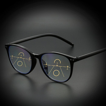 Ретро прогресивни мултифокални очила за четене Дамски големи рамки против сини лъчи Защита на очите Пресбиопични очила +1,0 до +4,0 очки