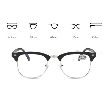 Очила за четене с половин рамка Ретро очила за пресбиопия Жени Мъже Унисекс диоптър +1,0 1,5 2,0 +2,5 +3,0 +3,5 +4,0