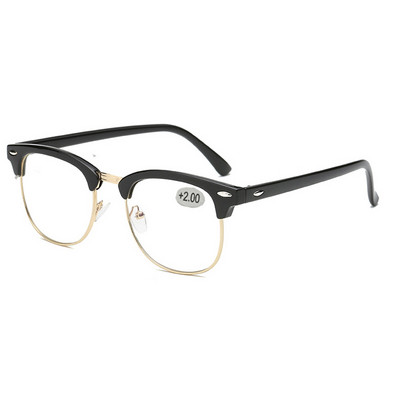 Pusinio rėmelio skaitymo akiniai Didelės raiškos retro presbyopia akiniai moterims, vyrams Unisex dioptrija +1,0 1,5 2,0 +2,5 +3,0 +3,5 +4,0
