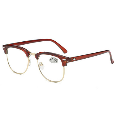 Pusinio rėmelio skaitymo akiniai Didelės raiškos retro presbyopia akiniai moterims, vyrams Unisex dioptrija +1,0 1,5 2,0 +2,5 +3,0 +3,5 +4,0