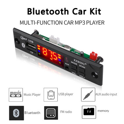 Vezeték nélküli Bluetooth színes képernyő MP3 WAV WMA dekóder kártya 12V autós audio USB TF FM rádió modul MP3 lejátszó távirányítóval
