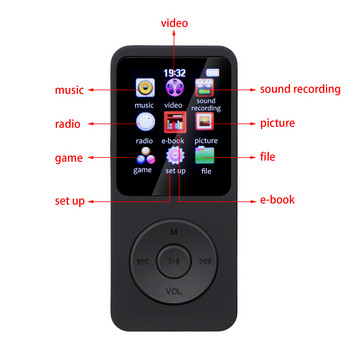 Μίνι MP3 Player Bluetooth Συμβατό E-Book Sports MP3 MP4 Music Player FM Radio Walkman Έλεγχος αφής Φοιτητική εγγραφή φωνής