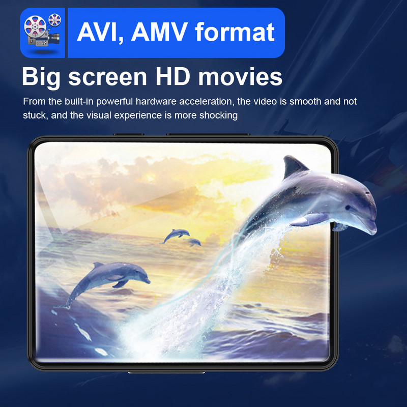 Kaasaskantav MP3-mängija Bluetooth 5.0 muusika stereokõlar Mini MP4-video taasesitus LED-ekraaniga FM-raadio salvestamine Walkmani jaoks