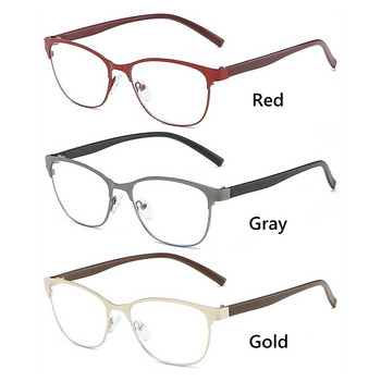 Модни класически бизнес очила за четене, мъже, жени, метални, полубез рамки, очила за четене против синя светлина, оптични очила за пресбиопия