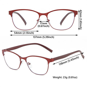 Модни класически бизнес очила за четене, мъже, жени, метални, полубез рамки, очила за четене против синя светлина, оптични очила за пресбиопия