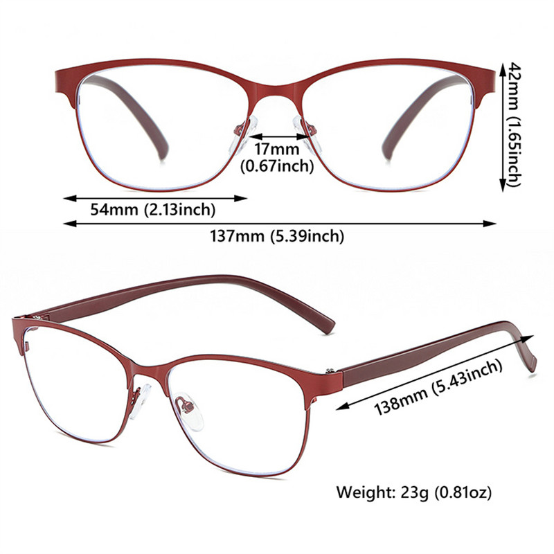 Modne klasične poslovne naočale za čitanje Muškarci Žene Metalne polu-bez okvira Anti-plavo svjetlo Naočale za čitanje Optičke naočale za dalekovidnost
