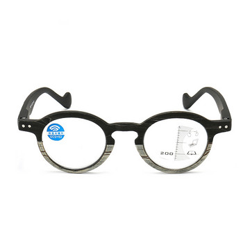 Seemfly Wood Grain Reading Glasses Men Women Progressive Multifocal Anti Blue Light Presbyopic Eyewear Near Far Sight Eyewear