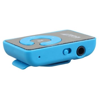 Hot-Mini Mirror Clip USB Digital Mp3 Music Player Support 8GB SD TF Card Blue