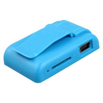 Hot-mini Mirror Clip USB Digital Mp3 Music Player Υποστήριξη 8GB SD TF Card Blue