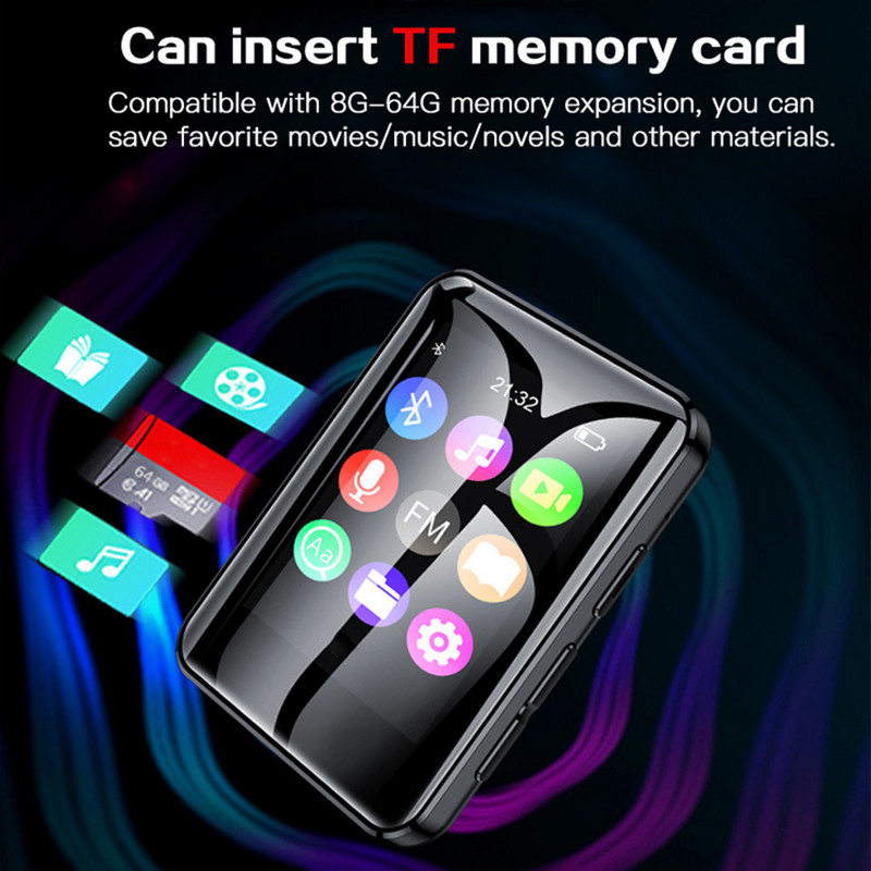 Novi MP3 Player Bluetooth 5.0 Full Screen Walkman Prijenosni Sport Music Player Mp4 Video Player FM/E-book/Rekorder Mp3 Player