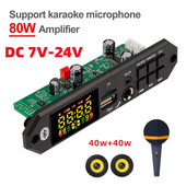 Brīvroku MP3 dekodera plate 80W pastiprinātājs Bluetooth 5.0 MP3 atskaņotājs 12V 24V auto FM radio modulis TF USB ar mikrofona vadību