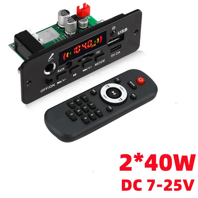 Brīvroku MP3 dekodera plate 80W pastiprinātājs Bluetooth 5.0 MP3 atskaņotājs 12V 24V auto FM radio modulis TF USB ar mikrofona vadību