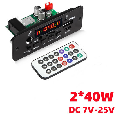 Brīvroku MP3 dekodera plate 80W pastiprinātājs Bluetooth 5.0 MP3 atskaņotājs 12V 24V auto FM radio modulis TF USB ar mikrofona vadību