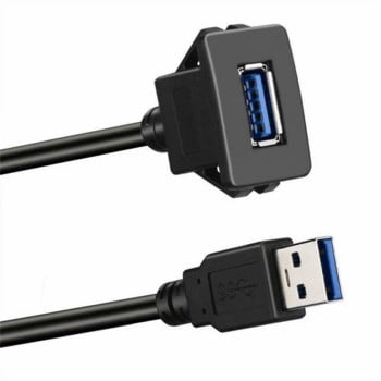 USB 3.0 панелен удължителен кабел за вграден монтаж с катарама за кола, камион, лодка, мотоциклетно табло, 1M