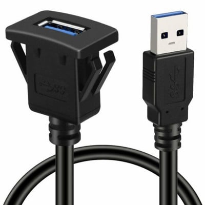 USB 3.0 Panel Flush Mount Extension Cable with Buckle for Car Truck Boat Motorcycle Dashboard 1M
