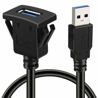 USB 3.0 skydelio įleidžiamas ilgintuvas su sagtimi, skirtas automobilių sunkvežimio valties motociklo prietaisų skydeliui 1M