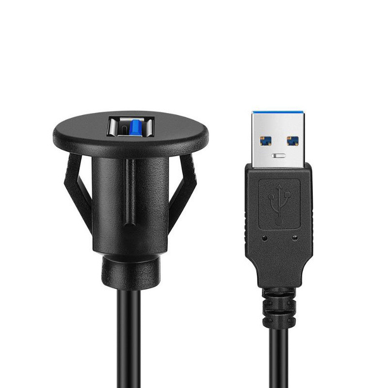 USB 3.0 skydelio įleidžiamas ilgintuvas su sagtimi, skirtas automobilių sunkvežimio valties motociklo prietaisų skydeliui 1M