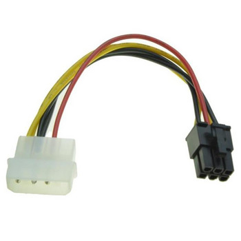 Преходен кабел 4-пинов Molex към 6-пинов PCI-Express PCIE видеокарта Преобразувател на захранване Преходен кабел Карта Захранващ кабел Преобразувател адаптер