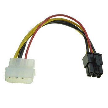 Преходен кабел 4-пинов Molex към 6-пинов PCI-Express PCIE видеокарта Преобразувател на захранване Преходен кабел Карта Захранващ кабел Преобразувател адаптер