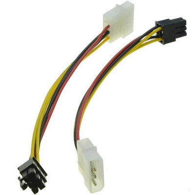 Adaptera kabelis 4 kontaktu Molex līdz 6 kontaktu PCI-Express PCIE videokartes strāvas pārveidotāja adaptera kabeļa kartes strāvas kabeļa pārveidotāja adapteris