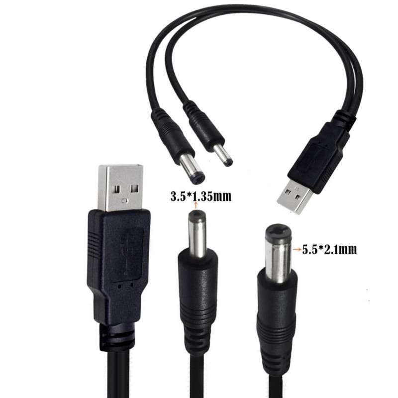 2 viename kabelis USB su maitinimo laidu, universalus 5,5 x 2,1 mm 3,5 x 1,35 mm jungties palaikymo įkrovimo funkcija maitinimo laidas