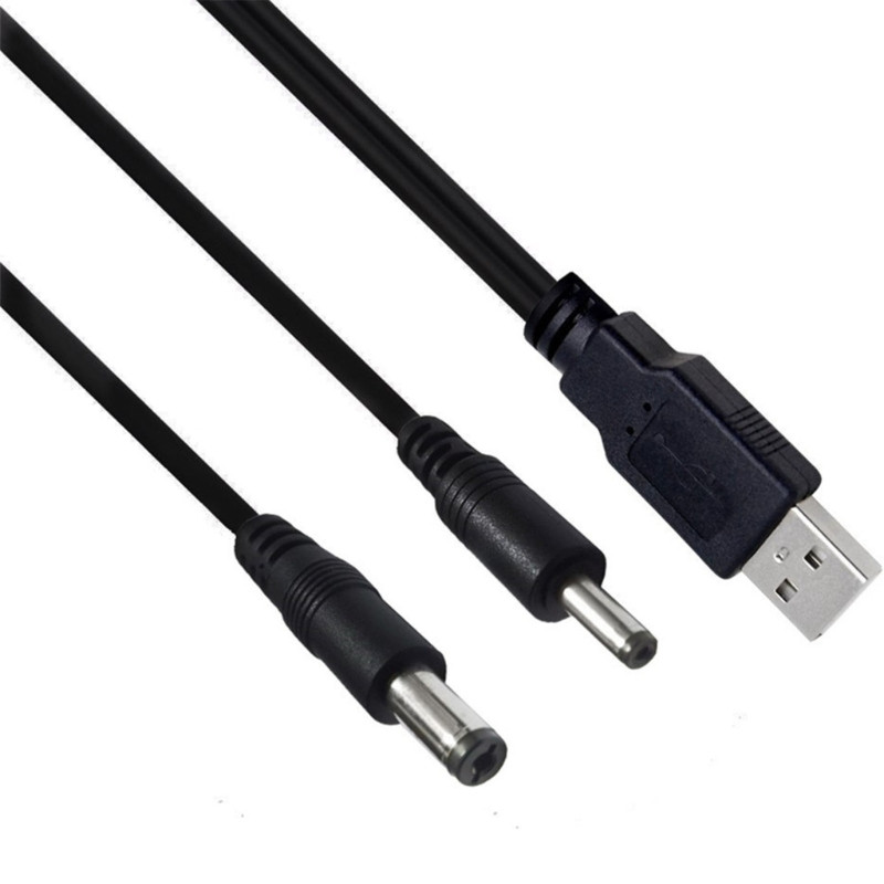 2 viename kabelis USB su maitinimo laidu, universalus 5,5 x 2,1 mm 3,5 x 1,35 mm jungties palaikymo įkrovimo funkcija maitinimo laidas