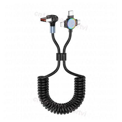 3u1 6A 100W opružni USB C kabel za Huawei Honor uvlačivi mikro USB Type-C 8-pinski kabel za punjenje za iPhone 14 Samsung Xiaomi