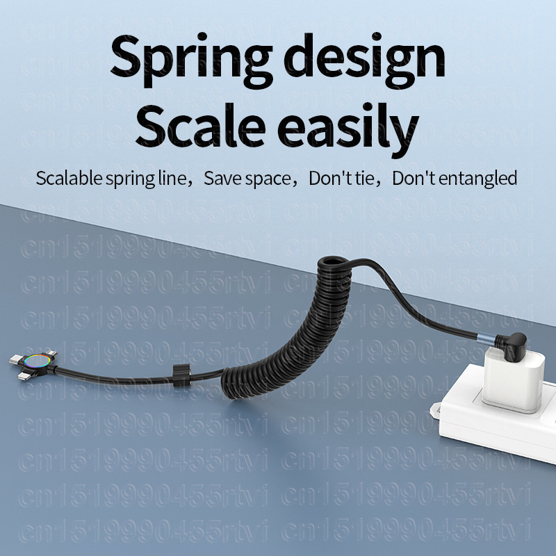 3u1 6A 100W opružni USB C kabel za Huawei Honor uvlačivi mikro USB Type-C 8-pinski kabel za punjenje za iPhone 14 Samsung Xiaomi