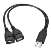 USB 2.0 A 1 dugasz és 2 dupla USB csatlakozó adatelosztó tápadapter Y osztó USB töltő tápkábel kábel hosszabbító kábel