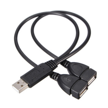 USB 2.0 A 1 мъжки към 2 двоен USB женски хъб за данни Захранващ адаптер Y сплитер USB захранващ кабел за зареждане Удължителен кабел