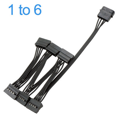 4 kontaktu cietā diska barošanas kabelis 1 vīriņš uz 3/4/5/6 sievietes sadalītāja adapteris SATA barošanas cietā diska paplašinājums datora serverim.