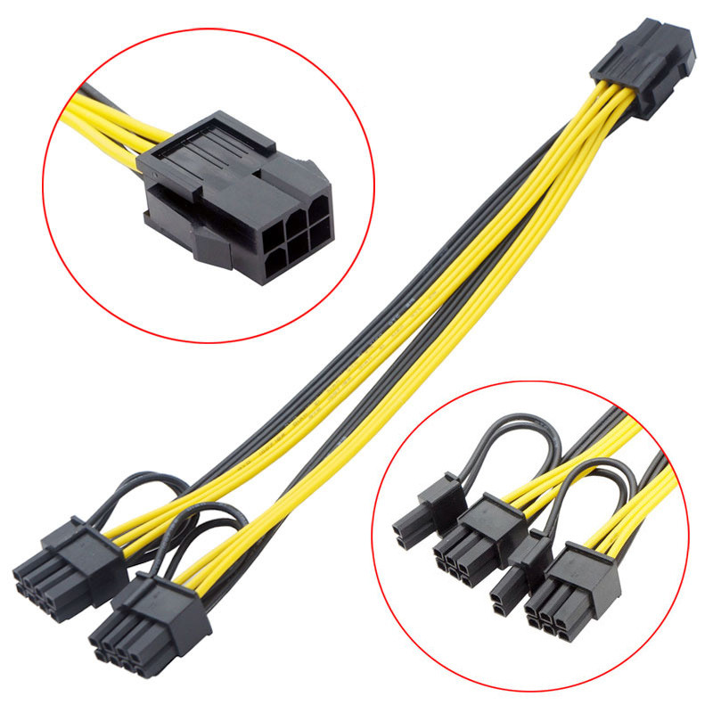 PCI Express 6 Pin P aljzat 8 (6+2) tűs PCIE hosszabbító kábel VGA grafikus videokártya GPU adapter tápegység elosztó