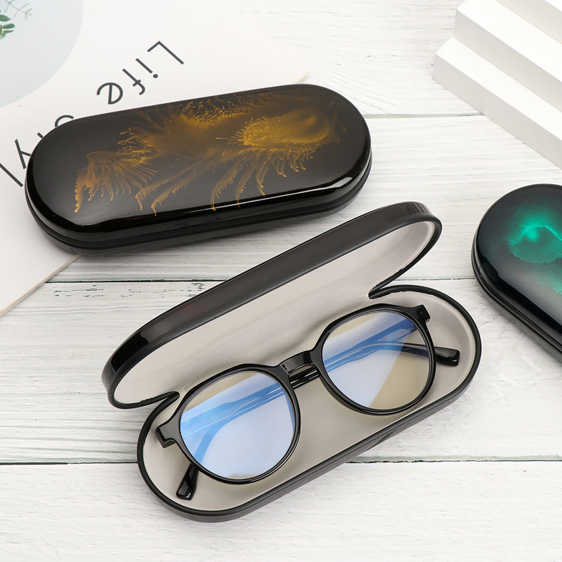 1PC cieta apvalka krāsa spīdīgs briļļu futrālis gaišs pārnēsājams futrālis stilīgs cepšanas laka saulesbrilles futrālis brilles aksesuāri