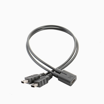 Mini USB 5pin Female To Mini Usb 5pin Male + Micro USB Male Y Splitter 1 to 2 Converter Cable Charging 30CM