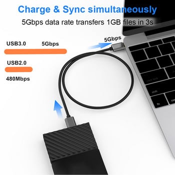 Кабел за твърд диск USB към Micro B кабел за пренос на данни Кабел за зарядно устройство за твърд диск WD Seagate HDD Samsung USB 3.0 Micro B кабел за данни